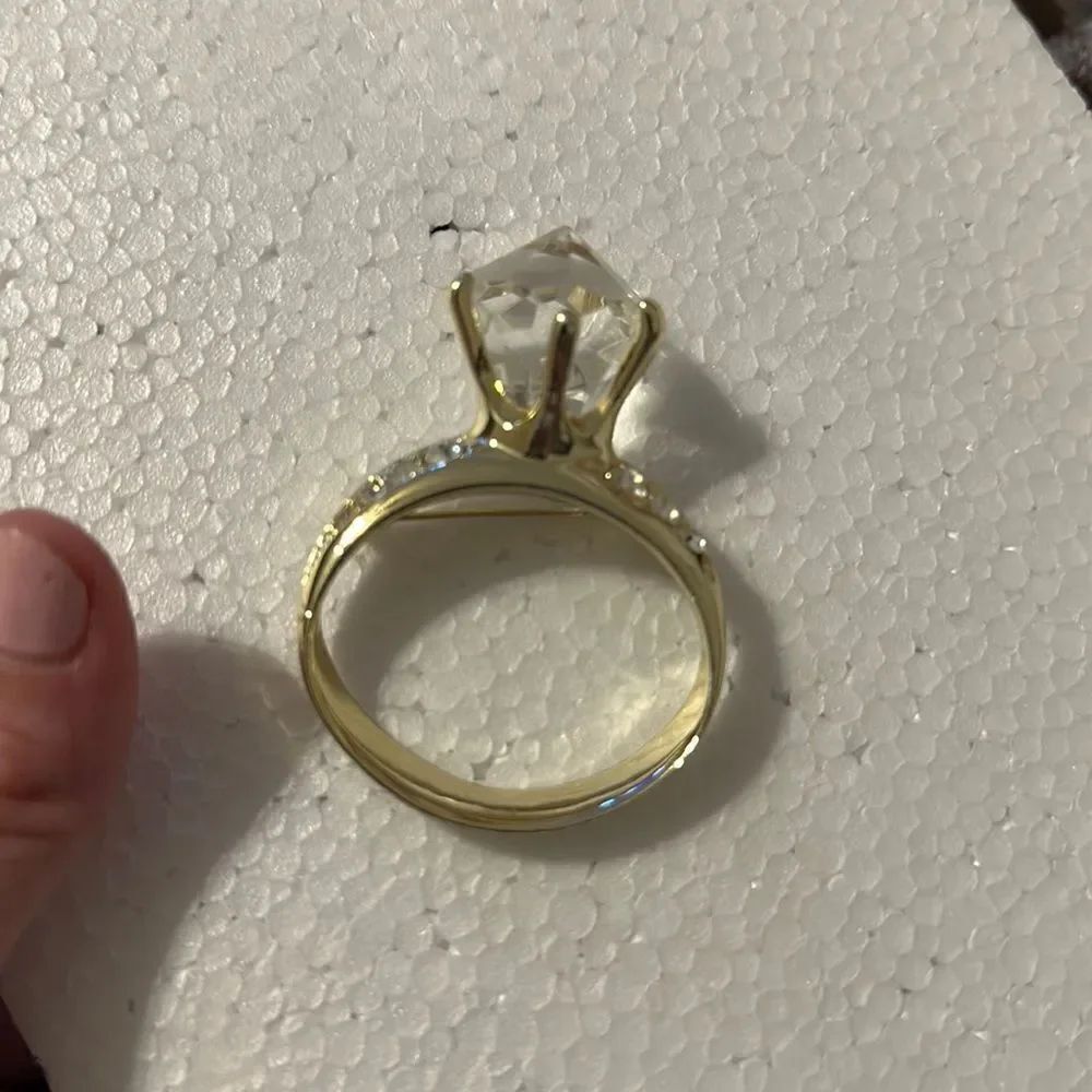 Large Novelty Solitaire Ring Brooch Pin Costume Jewelry